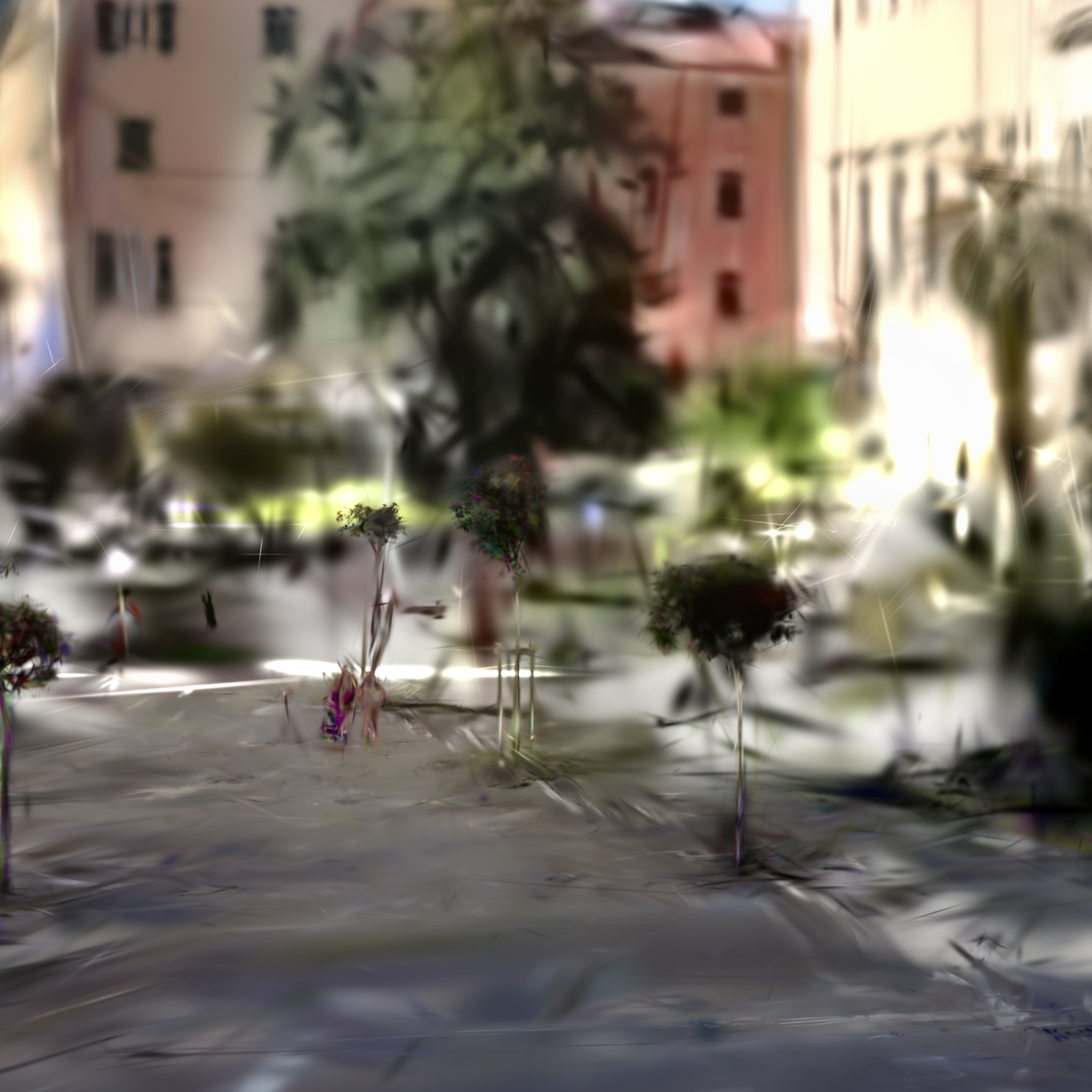 Panoramica della piazza dell'Accademia ricostruita, che mostra l'intera estensione del modello generato