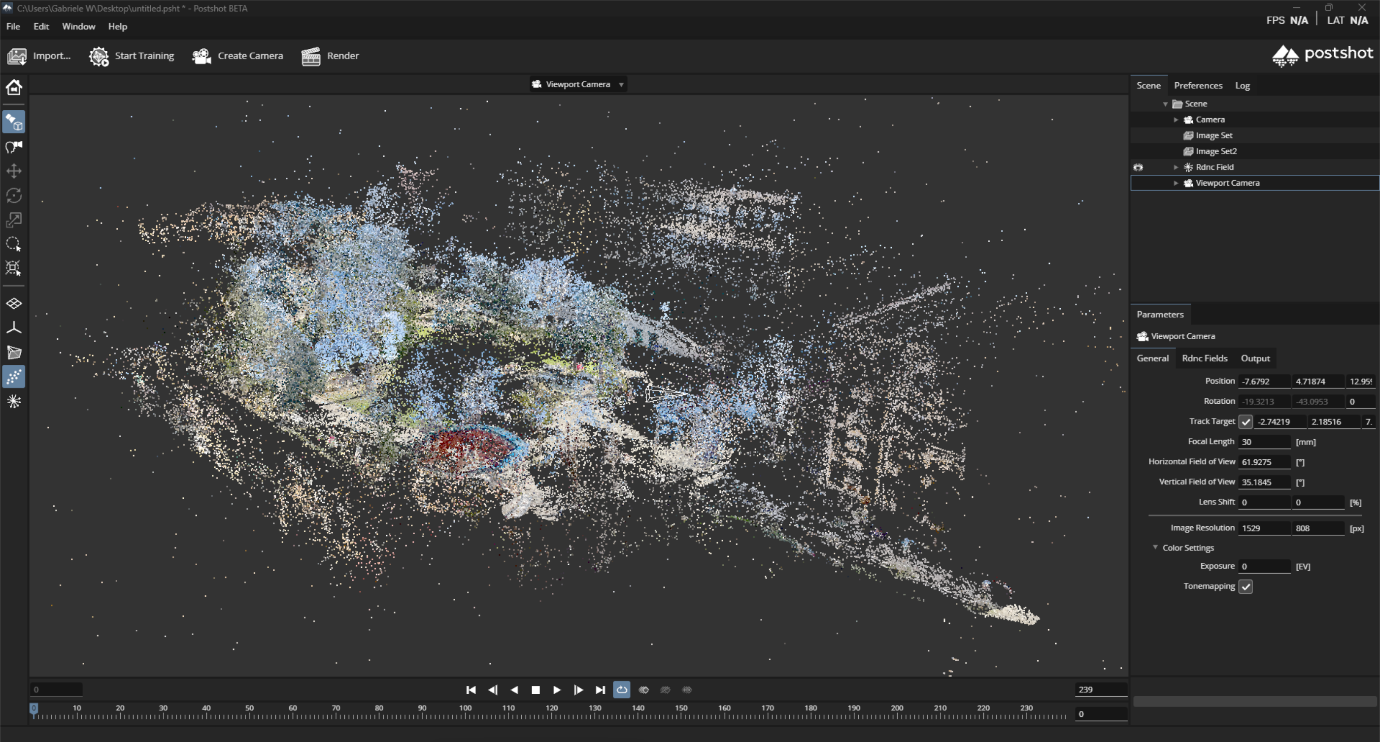Visualizzazione dei dati tridimensionali ricavati da Google Street View, oscillante tra dettagli ed errori digitali